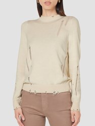 Ls Sweater W Twist Back - Cream - Cream