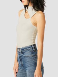 Mock Neck Cut Out Tank - Ecru