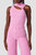 Mock Neck Cut Out Tank - Fuchsia Pink - Fuchsia Pink