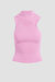 Mock Neck Cut Out Tank - Fuchsia Pink