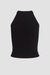 Mock Neck Keyhole Racer Tank - Black