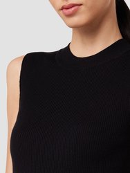 Mock Neck Sweater Tank - Black