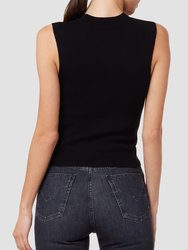 Mock Neck Sweater Tank - Black