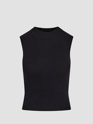 Mock Neck Sweater Tank - Black