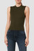 Mock Neck Sweater Tank - Olive Green - Olive Green