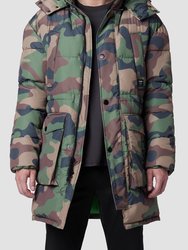 Quilted Hooded Storm Parka - Fatigue Green