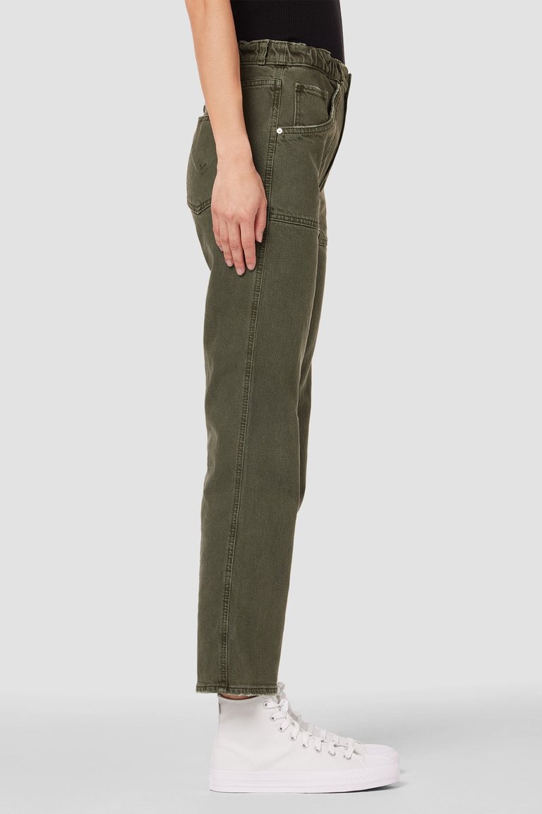 Remi High-Rise Straight Ankle Jean With Elastic Waist Band - Rifle Green