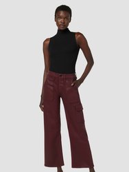 Rosie High-Rise Cargo Wide Leg Jeans - Coated Bordeaux