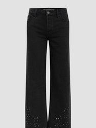 Rosie High-Rise Wide Leg Ankle Jean - Black Glitter