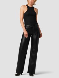 Rosie High-Rise Wide Leg Leather Pant - Black