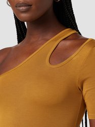 Short Sleeve Asymmetrical Bodysuit - Desert Sand