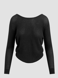 Twist Back Open Knit Sweater - Black