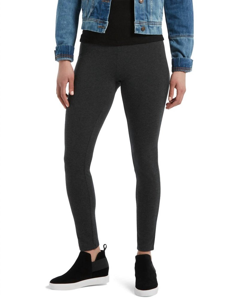 Women's Wide Waistband Blackout Cotton Leggings In Graphite Heather - Graphite Heather