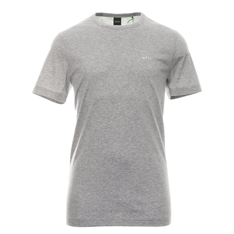 HUGO BOSS Men Contrast Curve Logo Short-Sleeve Cotton T-Shirt Grey Melange - Grey