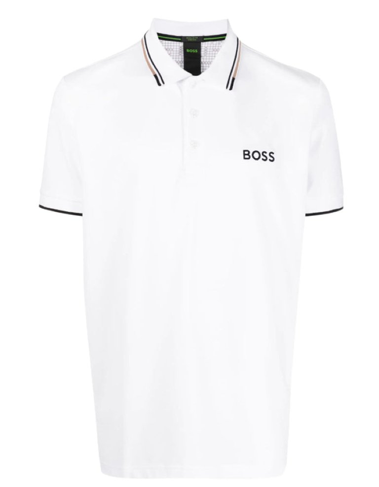 HUGO BOSS Men Paddy Pro Polo Shirt Ice White Short Sleeve T-Shirt - White