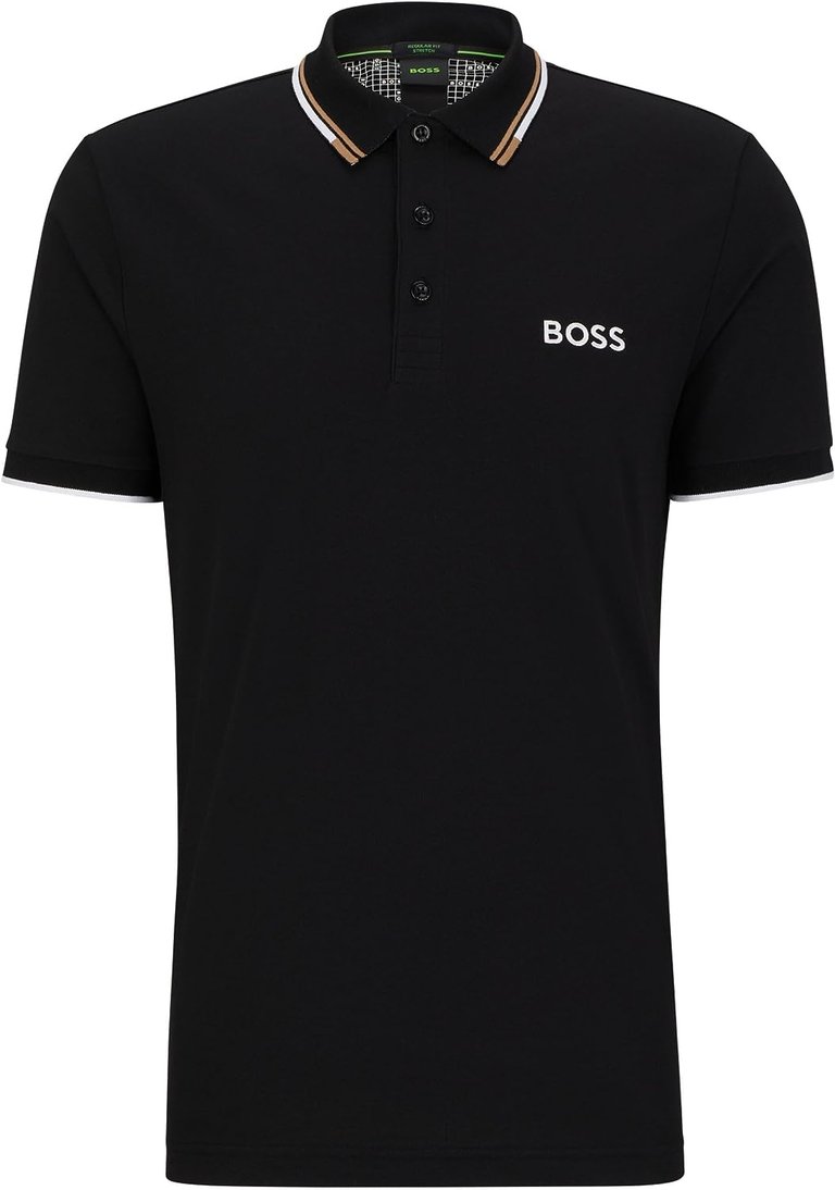 HUGO BOSS Men Paddy Pro Short Sleeve Black Soil Polo T-Shirt - Black