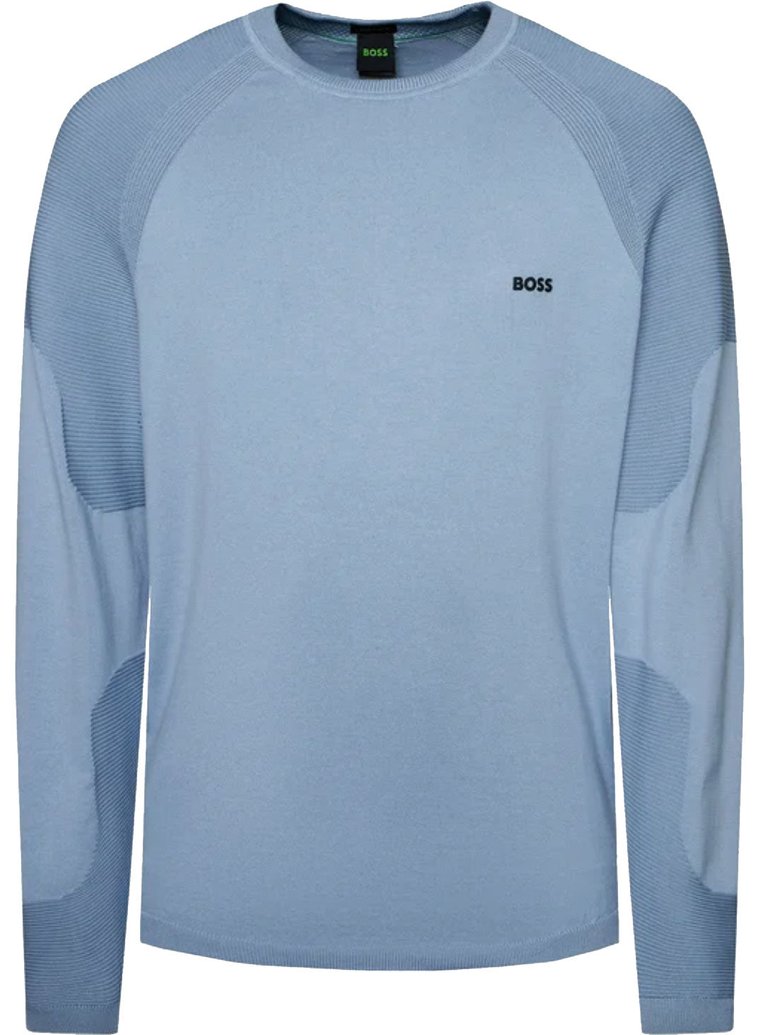 Hugo Boss Men Perform-X Cotton Blend Pullover Sweater 498-Open Blue - Blue