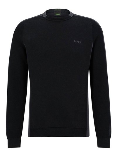 Hugo Boss Hugo Boss Men Rinos 001-Black Logo on Sleeves Crew Neck Cotton Sweater product