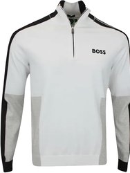 Hugo Boss Men Zolkar Colorblock Half Zip Cotton Knit Sweater 100-White - White