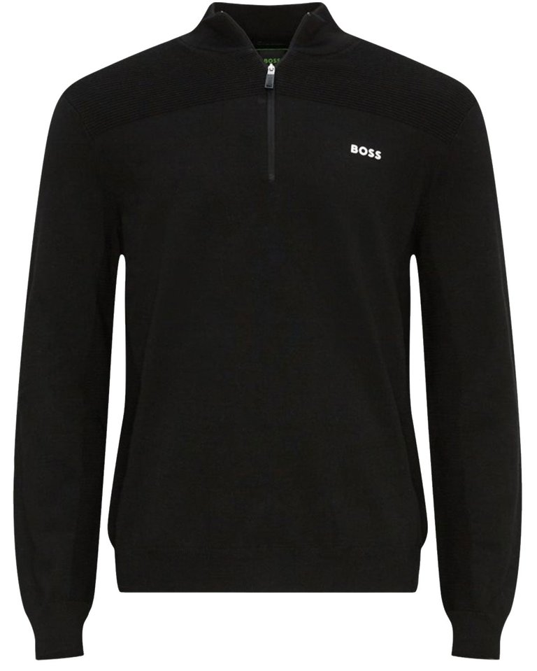 Hugo Boss Men's Momentum X Dry Flex Half Zip Pullover Sweater Solid Black - Black