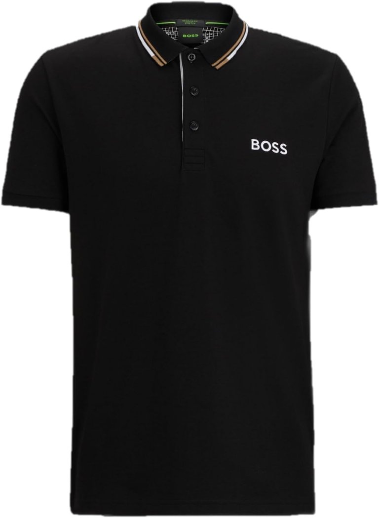 Hugo Boss Men's Paddy Pro Short Sleeve Polo Shirt, Black Cloud - Black