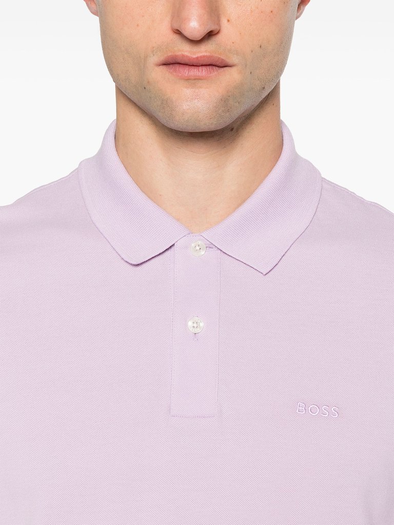 Hugo Boss Men's Pallas Short Sleeve Pique Polo Shirt, Lavender Cream