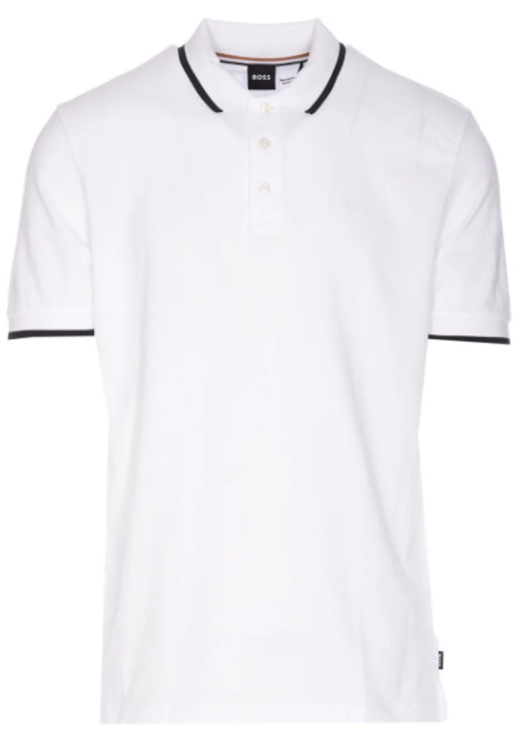 Hugo Boss Men's Parlay 190 Cotton Short Sleeve Polo T-Shirt, White - Natural