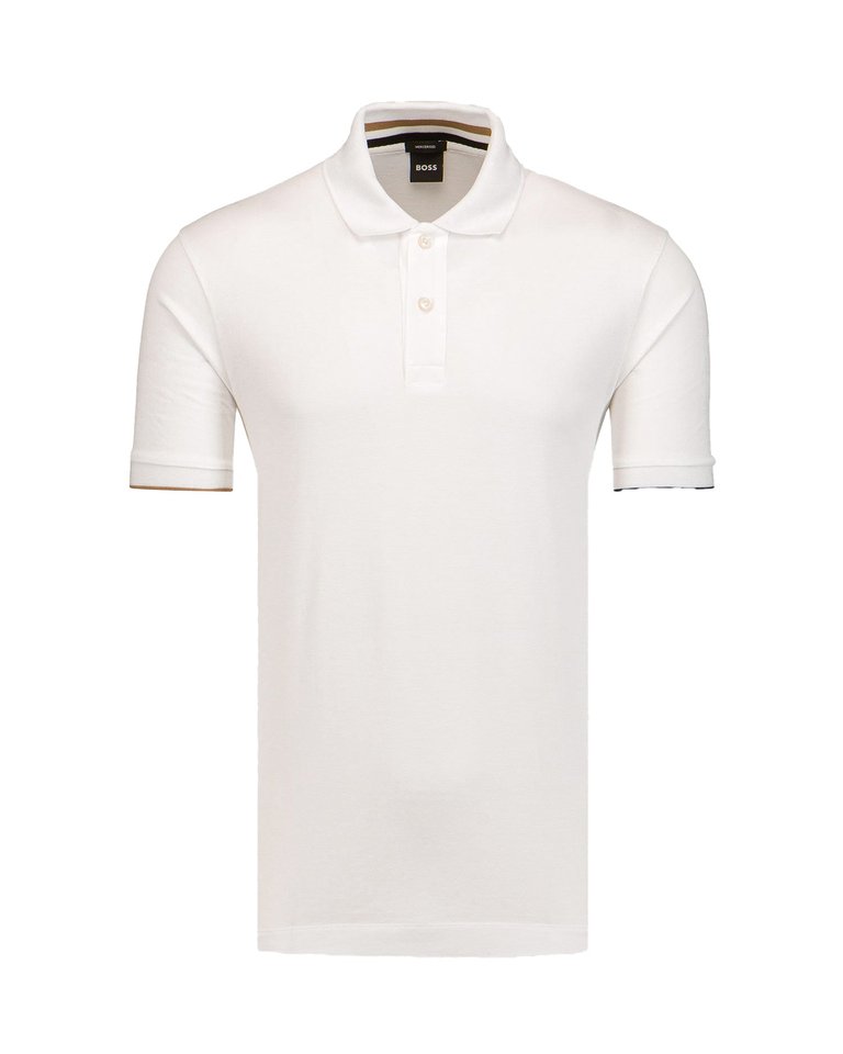 Hugo Boss Men's Parlay 211 Pique Cotton Short Sleeve Polo Shirt, White - White