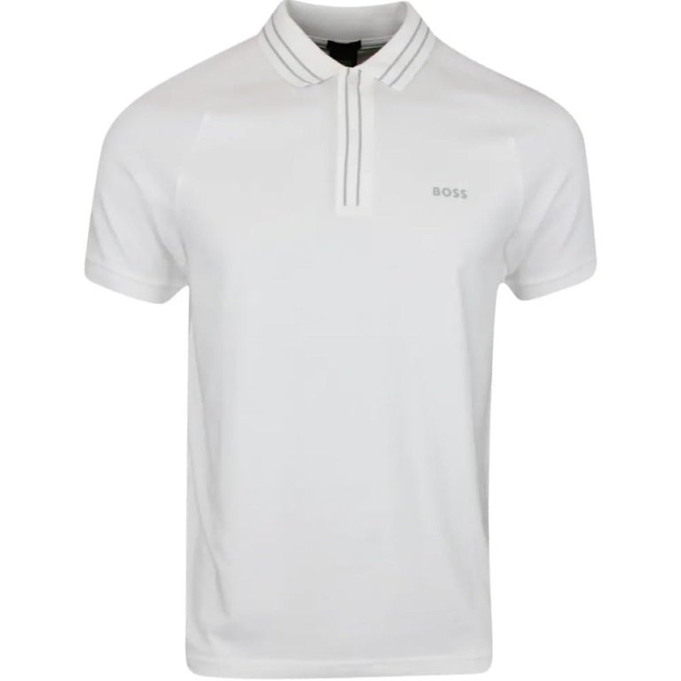 Hugo Boss Men's Paule 2 Slim Fit Cotton Polo T-Shirt w/ Gray Stripes, White - White