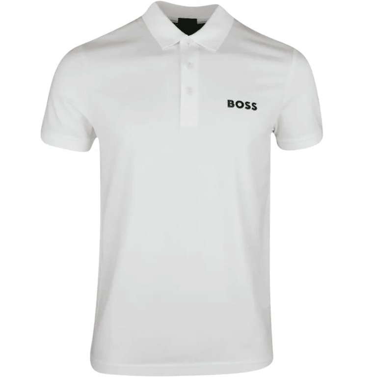 Hugo Boss Men's Paule Slim Fit Poly Cotton Short Sleeve Polo Shirt, White - White