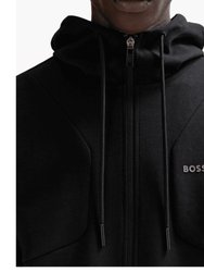 Hugo Boss Men's Saggy 1 Cotton Full Zip Hoodie Sweatshirt, Black