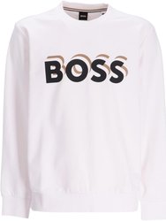 Hugo Boss Men's Soleri Logo Crew Neck Sweatshirt, White - White