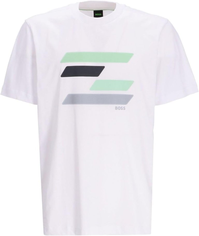 Hugo Boss Men's Tee 3 Logo Short Sleeve T-Shirt, White Flag - White Flag