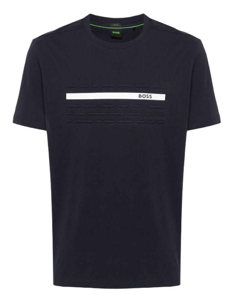 Hugo Boss Men's Tee 4 Raised Print Graphic Short Sleeve T-Shirt, Navy Blue - Navy