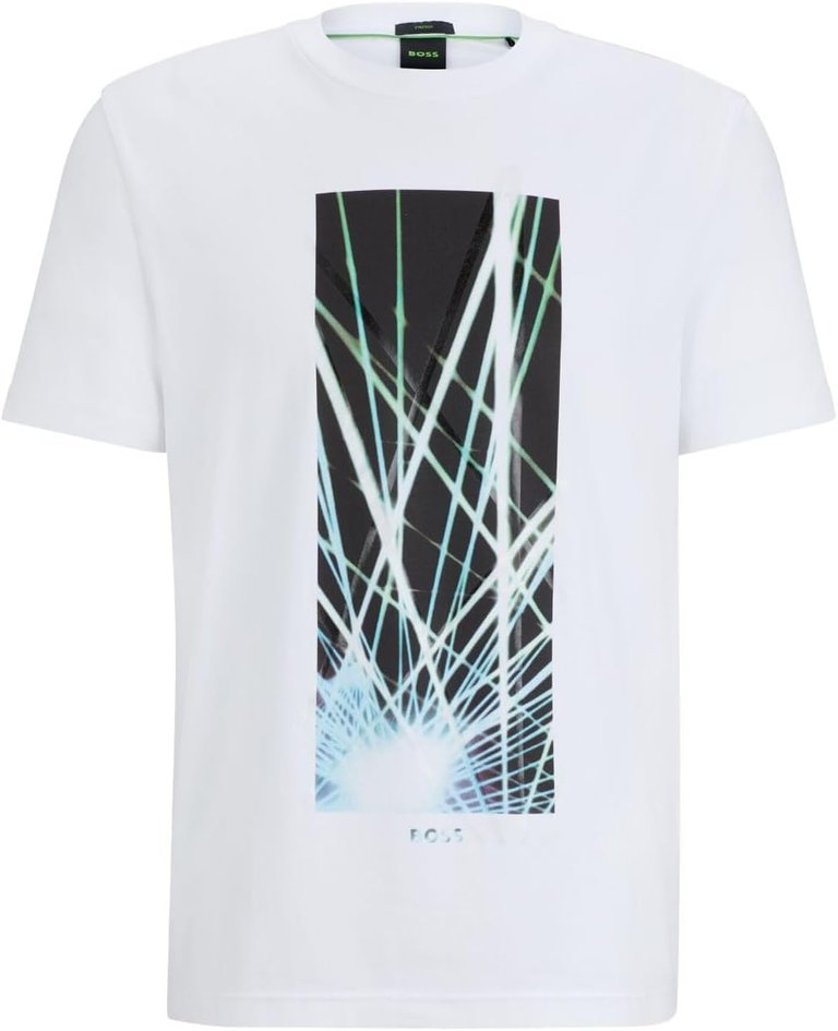 Hugo Boss Men's Tee 6 Short Sleeve Graphic T-Shirt, White - White