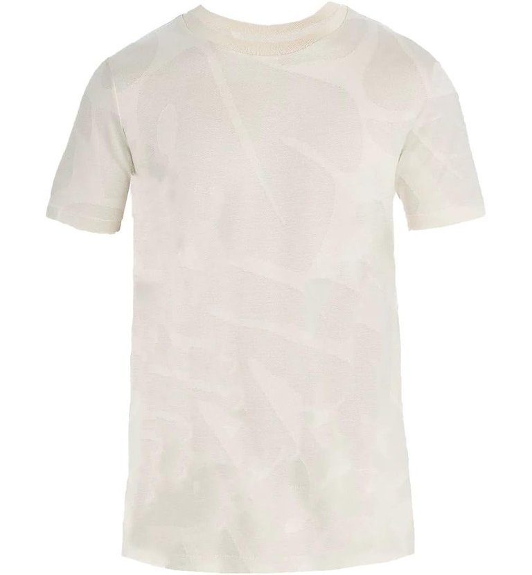 Hugo Boss Men's Thompson 08 All Over Leaf Tonal Print T-Shirt, Beige - Beige