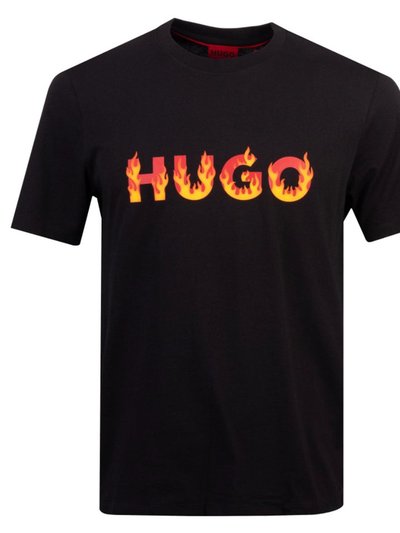 Hugo Boss HUGO Men's 100% Cotton Crew Neck Black Flames Logo Short Sleeve T-Shirt product