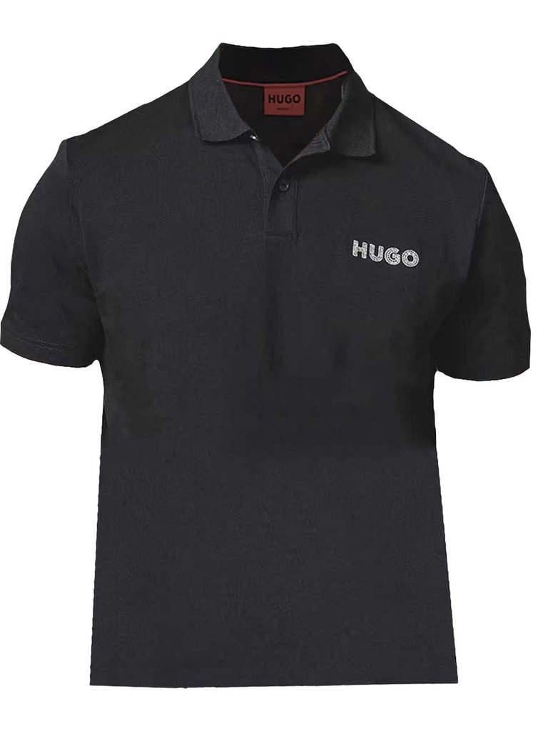 Hugo Men's Drocholo Logo Short Sleeve Polo T-Shirt, Black - Black