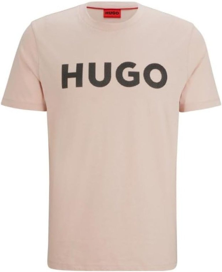 Hugo Men's Dulivio U242 Print Logo Short Sleeve T-Shirt, Pastel Pink - Pastel Pink