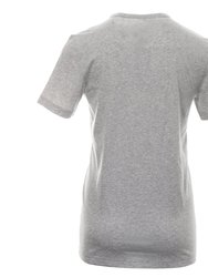 Men Contrast Curve Logo Short-Sleeve Cotton T-Shirt Grey Melange