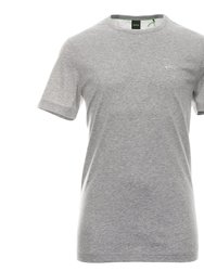 Men Contrast Curve Logo Short-Sleeve Cotton T-Shirt Grey Melange - Grey