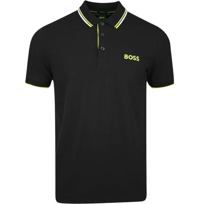 Men Paddy Pro Short Sleeve Deep Black/Electric Lime Polo T-Shirt