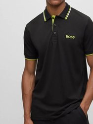Men Paddy Pro Short Sleeve Deep Black/Electric Lime Polo T-Shirt - Black