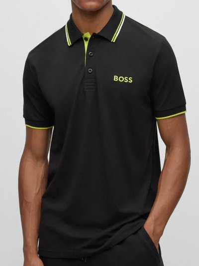 Hugo Boss Men Paddy Pro Short Sleeve Deep Black/Electric Lime Polo T-Shirt product