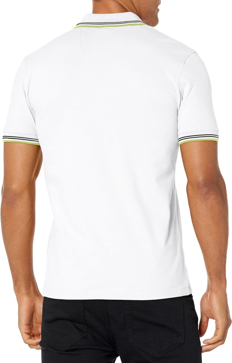 Men Paul Modern Essential Blank White/Electric Lime Polo T-Shirt