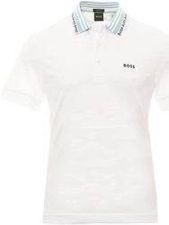 Men Paule Slim Fit Short Sleeve Pique Cotton Polo T-Shirt - White
