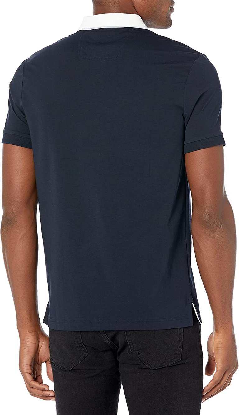 Men Pavel Short Sleeve Navy Blue Logo Polo T-Shirt