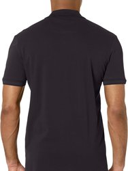 Men Pio Sporty Tonal Collar Smokey Black Polo T-Shirt