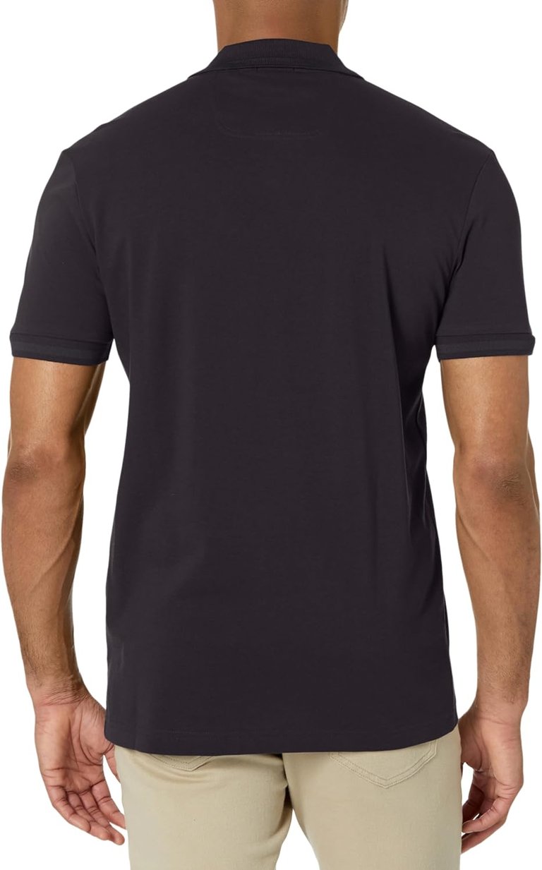 Men Pio Sporty Tonal Collar Smokey Black Polo T-Shirt