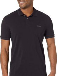 Men Pio Sporty Tonal Collar Smokey Black Polo T-Shirt - Black